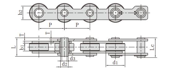 HB50.8F1鏈條參數規格_空心銷軸鏈條標尺寸圖紙