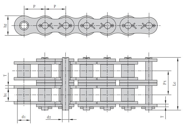 240-2/48A-2鏈條參數_開口銷鏈條尺寸圖紙